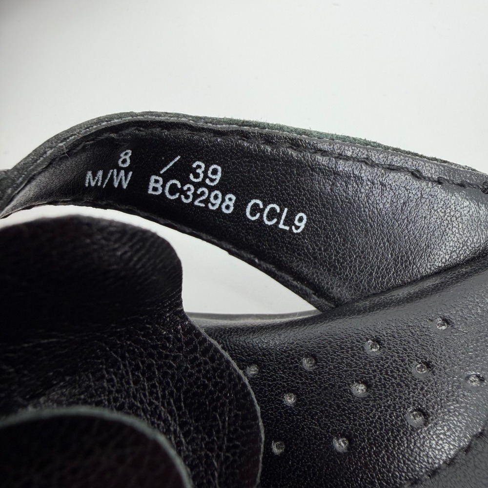 b.o.c. Born Concept Women Black Leather 3D Flower Thong Sandals Size 8 39 - Picture 9 of 10